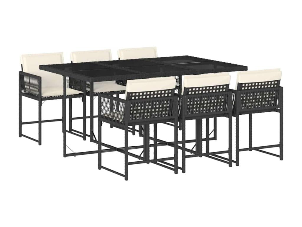 Ensemble de 7 pièces en résine tressée, noir