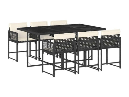 Ensemble de 7 pièces en résine tressée, noir