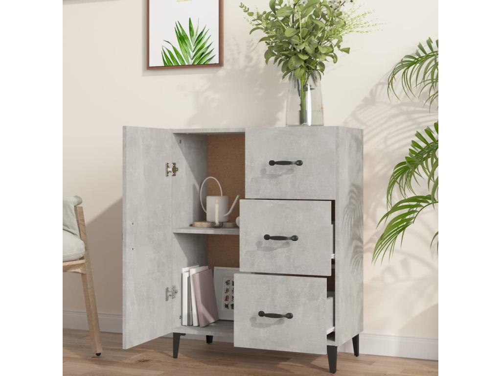 Buffet en bois d'ingénierie, 69,5 x 34 x 90 cm, gris