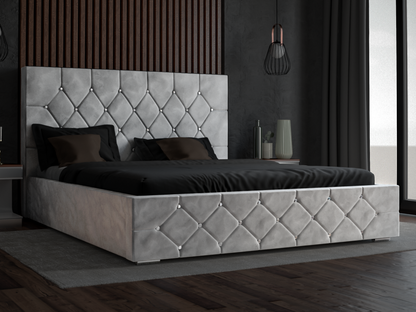 Cadre de lit en velours, 160 x 200 cm, gris