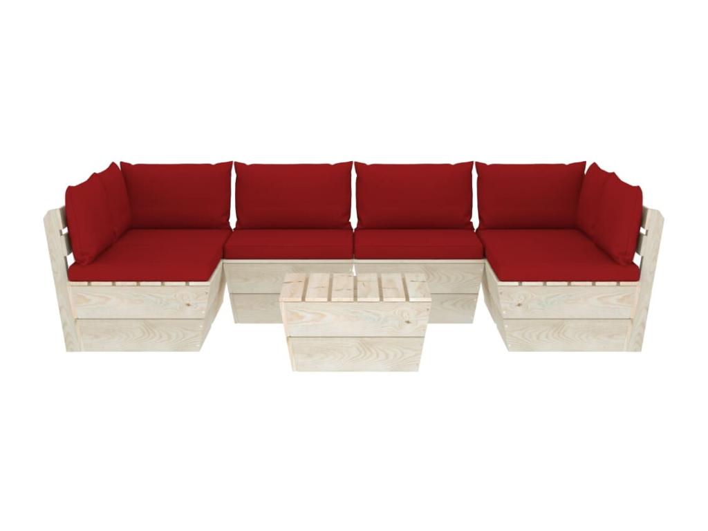 Ensemble de mobilier de jardin 7 pièces, rouge