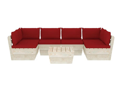 Ensemble de mobilier de jardin 7 pièces, rouge