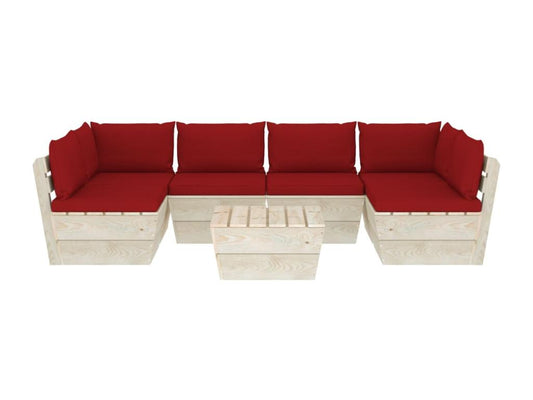 Ensemble de mobilier de jardin 7 pièces, rouge
