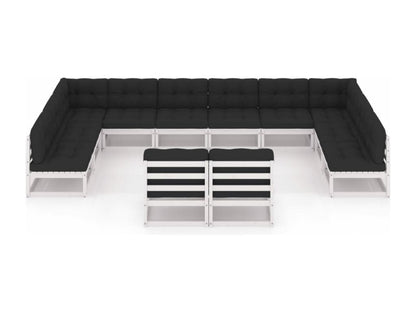 Ensemble de mobilier de jardin en pin blanc, 12 pièces