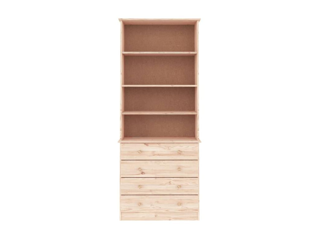 Bibliothèque en bois massif, 77 x 35 x 186,5 cm, marron