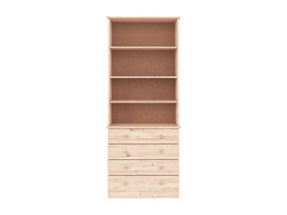 Bibliothèque en bois massif, 77 x 35 x 186,5 cm, marron