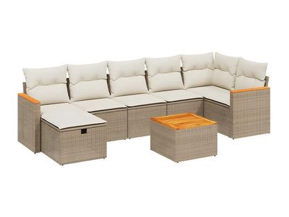 Ensemble de mobilier de jardin 8 pièces en résine tressée beige
