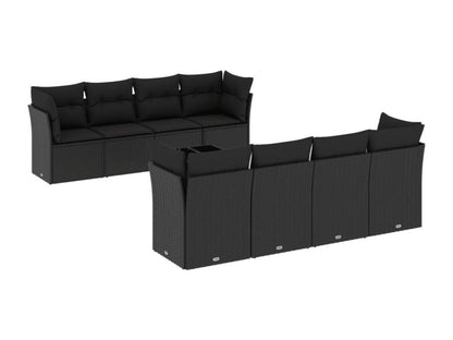 Ensemble de mobilier de jardin 9 pièces en résine tressée noire