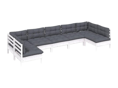 Ensemble de mobilier de jardin 7 pièces en pin blanc