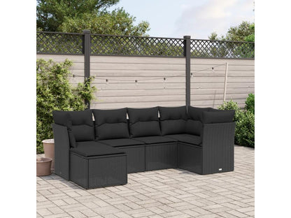 Ensemble de mobilier de jardin 6 pièces en résine tressée noire