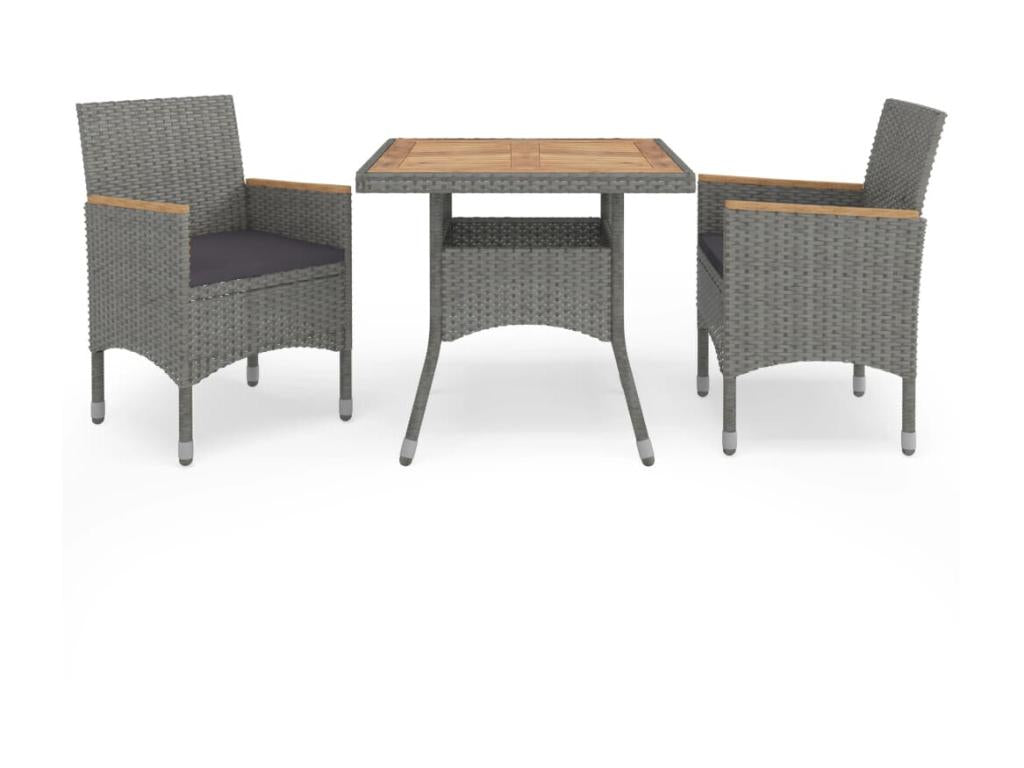 Ensemble de 3 pièces en résine tressée, gris