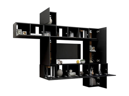 Ensemble de 10 pièces en bois d'ingénierie, noir