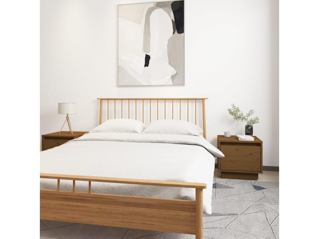 Ensemble de 2 pièces en bois de pin, 35 x 34 x 32 cm, marron