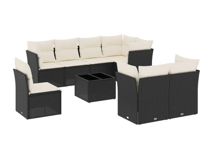 Ensemble de mobilier de jardin 9 pièces en résine tressée noire