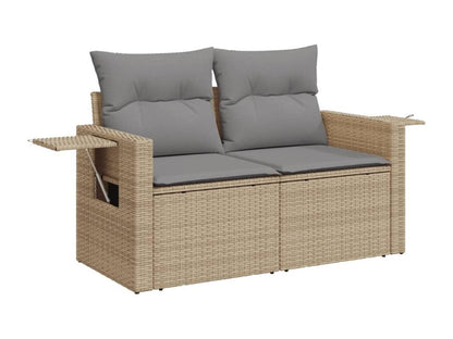 Ensemble de mobilier de jardin 6 pièces en résine tressée beige