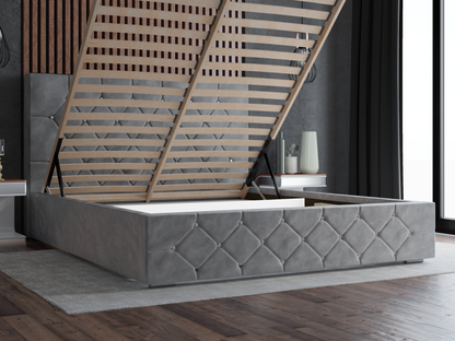 Cadre de lit en velours, 160 x 200 cm, gris