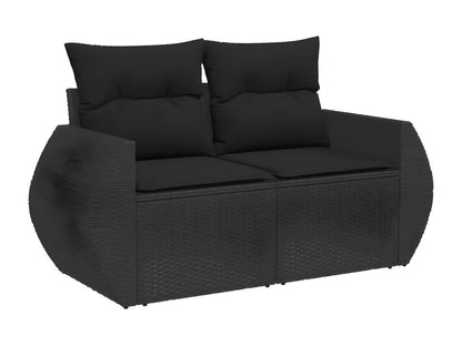 Ensemble de mobilier de jardin 9 pièces en résine tressée noire