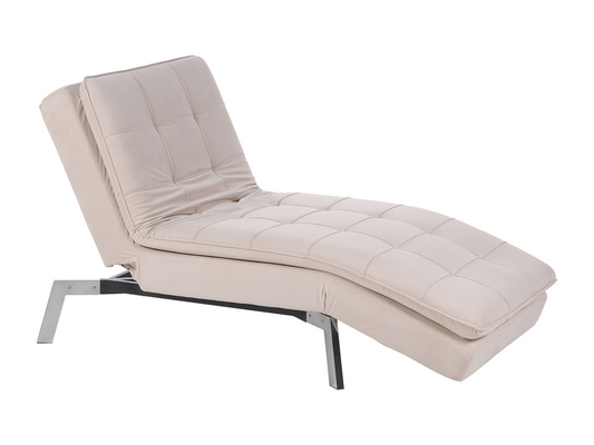 Chaise longue en velours beige