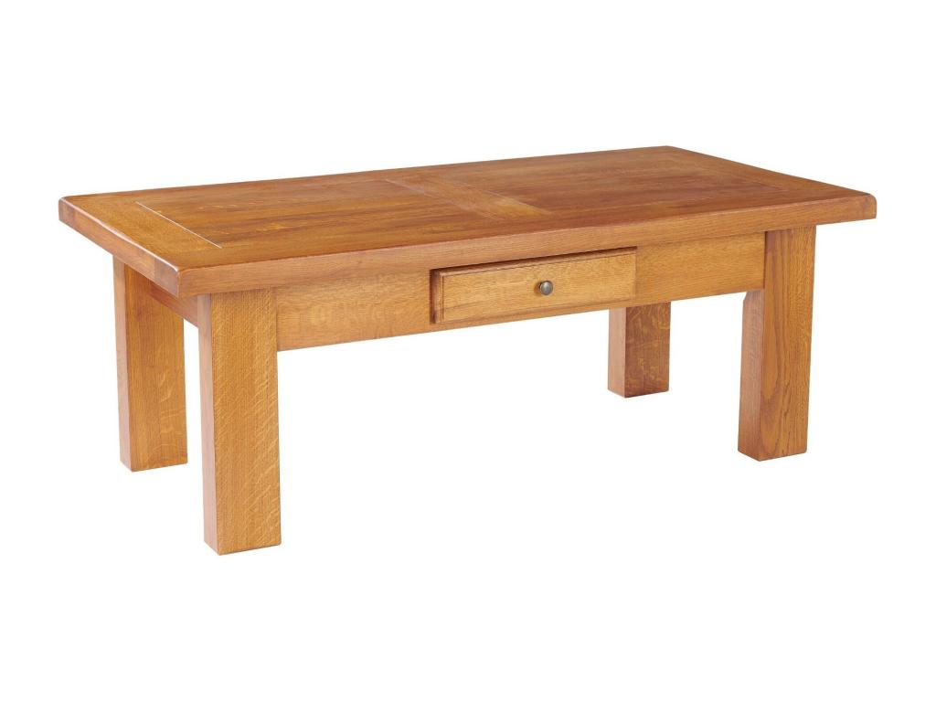 Table basse en chêne, teinte naturelle foncée