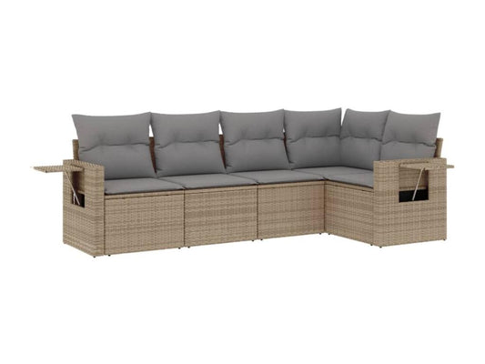 Ensemble de mobilier de jardin 5 pièces en résine tressée beige