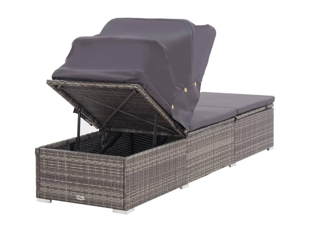 Chaise longue en résine tressée, grise