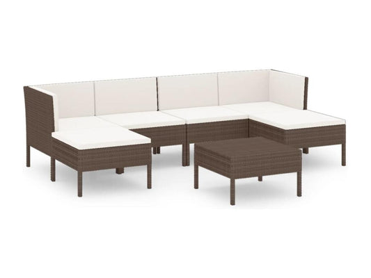 Ensemble de mobilier de jardin 7 pièces en résine tressée, marron