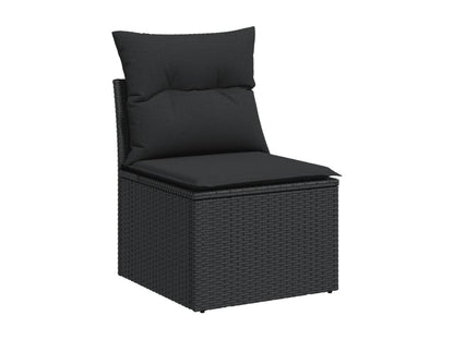Ensemble de mobilier de jardin 7 pièces en résine tressée noire