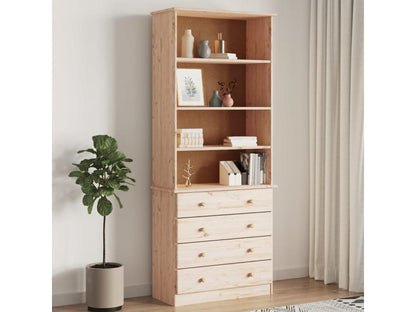 Bibliothèque en bois massif, 77 x 35 x 186,5 cm, marron