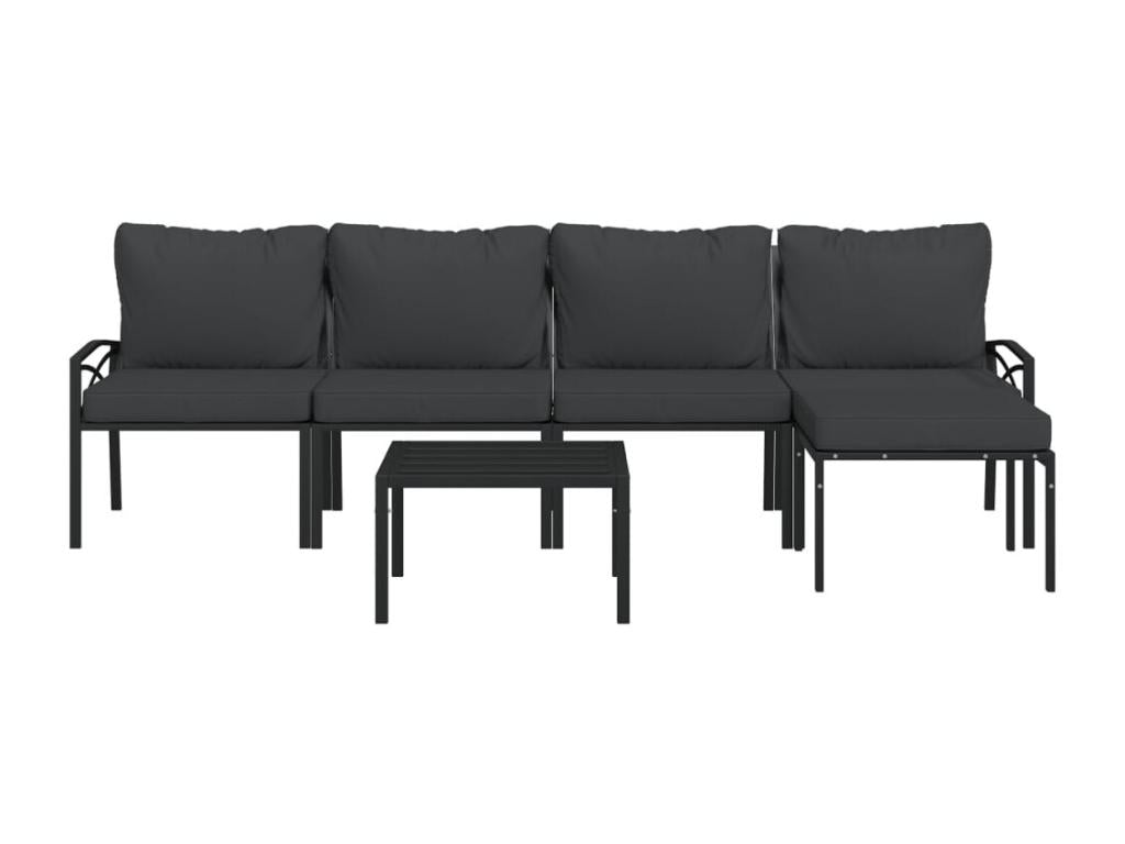 Ensemble de mobilier de jardin 6 pièces, noir