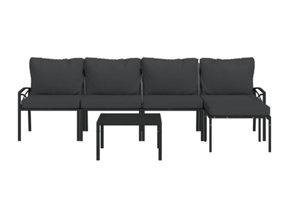 Ensemble de mobilier de jardin 6 pièces, noir