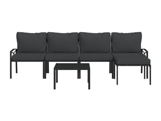 Ensemble de mobilier de jardin 6 pièces, noir