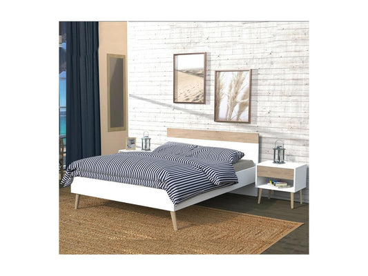 Cadre de lit en chêne, 140 x 190 cm, blanc