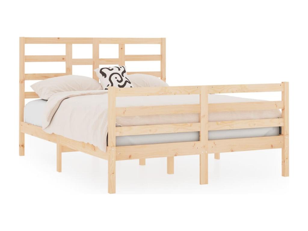 Cadre de lit en bois massif, 120 x 190 cm, marron