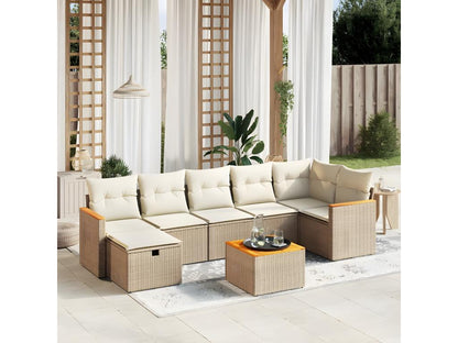 Ensemble de mobilier de jardin 8 pièces en résine tressée beige
