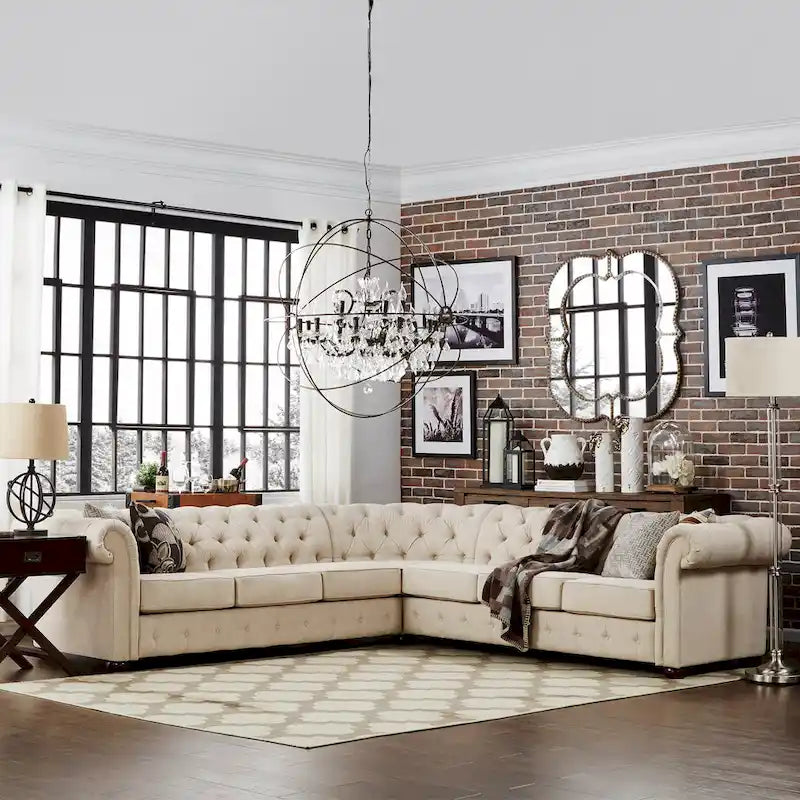 Gdansk 7-Seat L-Shaped Chesterfield Sectional Sofa