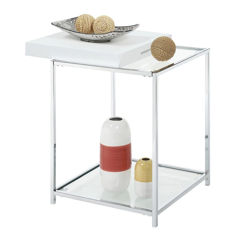 Table d'appoint Palm Beach de Convenience Concepts avec étagère et plateaux amovibles