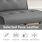 Fauteuil d'appoint Mieres style milieu du siècle, revêtu de similicuir, avec repose-pieds, 60 cm de large, capitonné, sans accoudoirs, pour salon