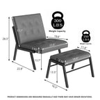 Fauteuil d'appoint Mieres style milieu du siècle, revêtu de similicuir, avec repose-pieds, 60 cm de large, capitonné, sans accoudoirs, pour salon