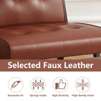 Fauteuil d'appoint Mieres style milieu du siècle, revêtu de similicuir, avec repose-pieds, 60 cm de large, capitonné, sans accoudoirs, pour salon