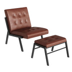 Fauteuil d'appoint Mieres style milieu du siècle, revêtu de similicuir, avec repose-pieds, 60 cm de large, capitonné, sans accoudoirs, pour salon