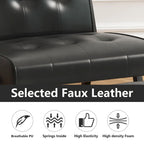 Fauteuil d'appoint Mieres style milieu du siècle, revêtu de similicuir, avec repose-pieds, 60 cm de large, capitonné, sans accoudoirs, pour salon