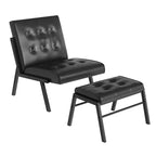 Fauteuil d'appoint Mieres style milieu du siècle, revêtu de similicuir, avec repose-pieds, 60 cm de large, capitonné, sans accoudoirs, pour salon