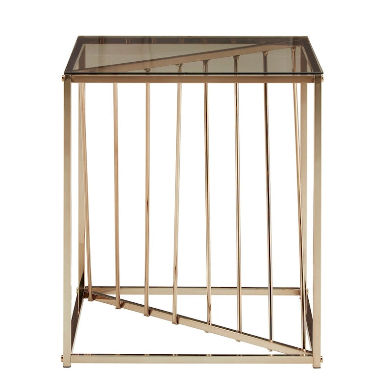 Tables d'appoint carrées Hannah avec plateau en métal et verre par iNSPIRE Q Bold