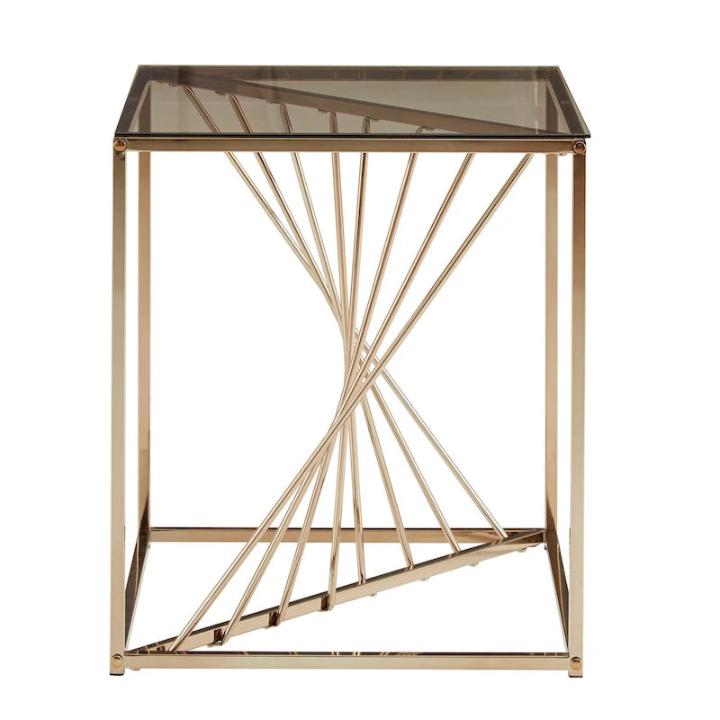 Tables d'appoint carrées Hannah avec plateau en métal et verre par iNSPIRE Q Bold