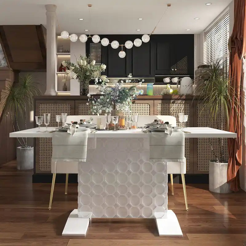 Table de salle à manger extensible en bois brillant Clihome pour 6 personnes