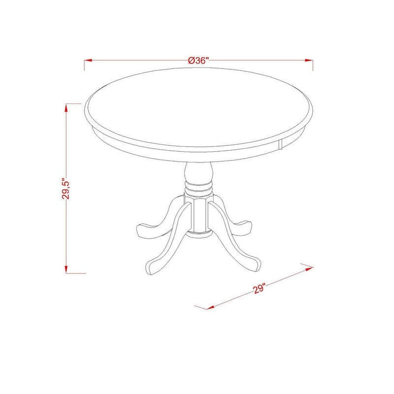Table de salle à manger ancienne East West Furniture - Plateau rond avec pied central, 91 x 91 cm (Options de finition)