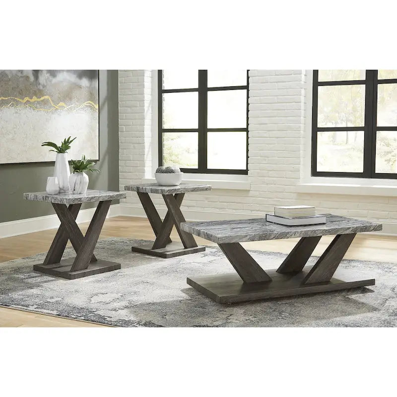 Signature Design by Ashley Bensonale Gray Table Set (Set of 3) - 48W x 24D x 18H