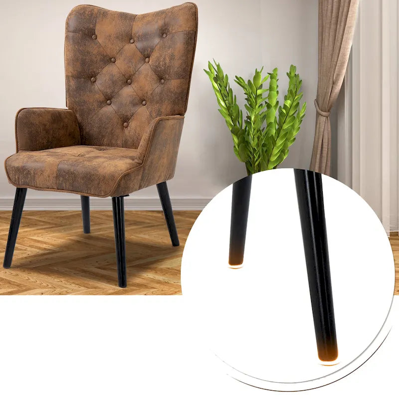 Fauteuil d'appoint rustique AVAWING avec accoudoirs et dossier capitonné à oreilles
