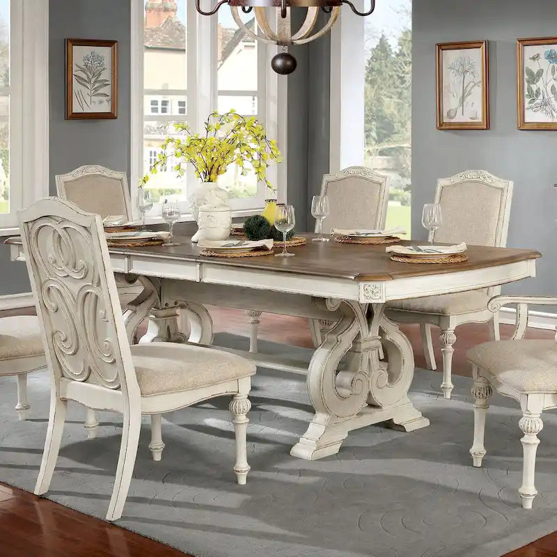 The Gray Barn Caelum Farmhouse White 96-inch Expandable Dining Table