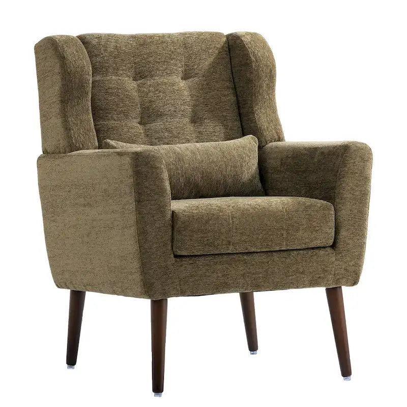 Fauteuil de lecture confortable style milieu du siècle avec tissu chenille